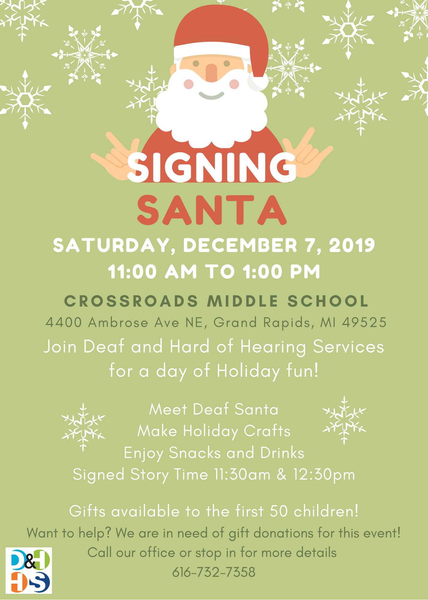 flyer containing signing santa details