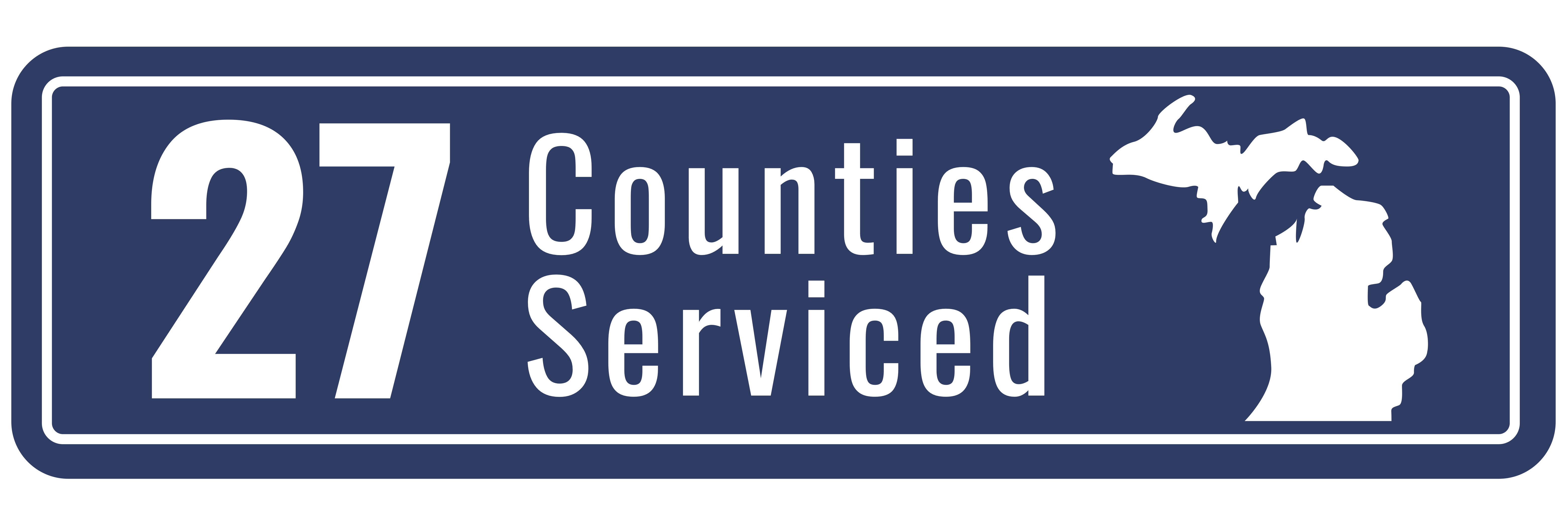 Blue Box Graphic: "27 Counties Serviced"