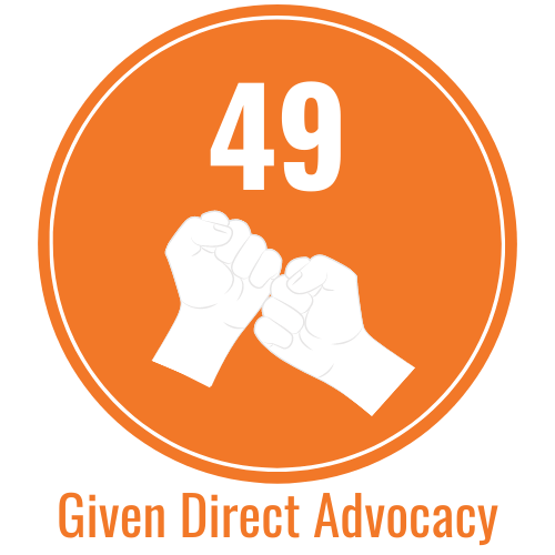 Orange Circle Graphic: "49 Given Direct Advocacy"