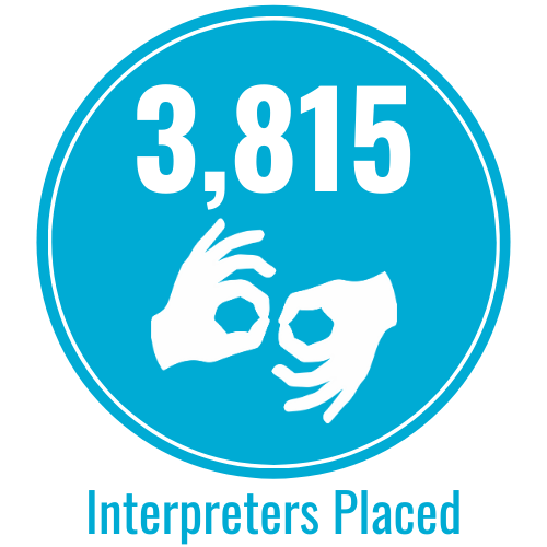 Blue Circle Graphic: "3,815 Interpreters Placed"
