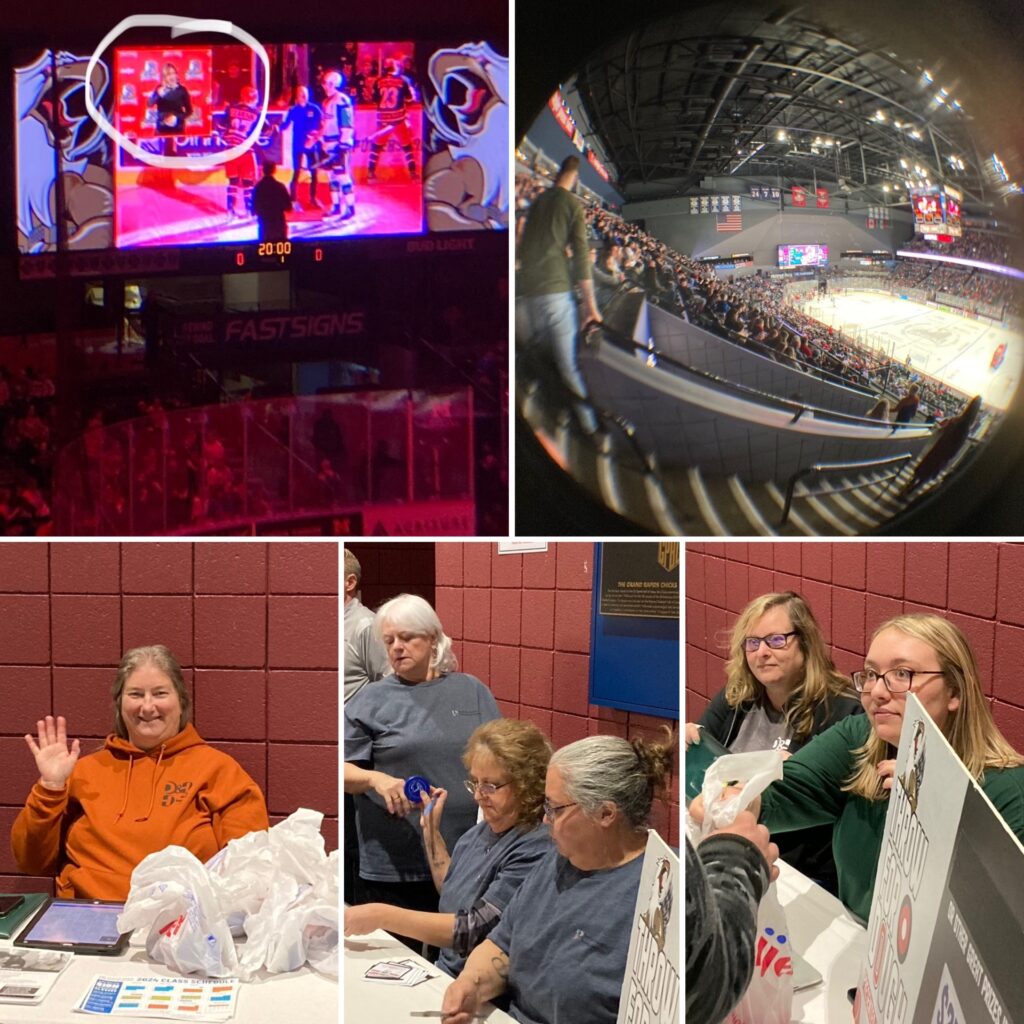 collage of photos from the hockey game